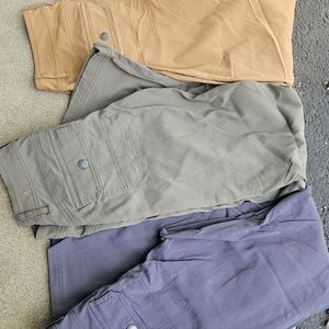 Halle Prana Pants - Tan, Gray, and Blue